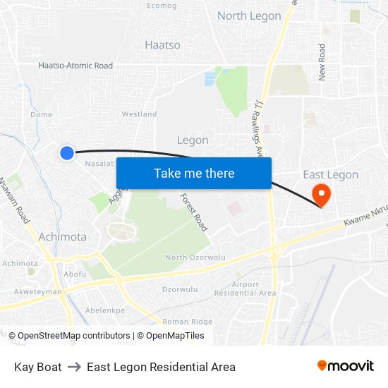 Kay Boat to East Legon Residential Area map