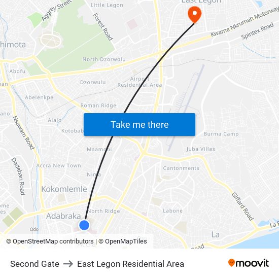 Second Gate to East Legon Residential Area map