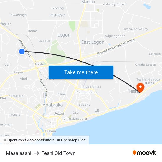 Masalaashi to Teshi Old Town map