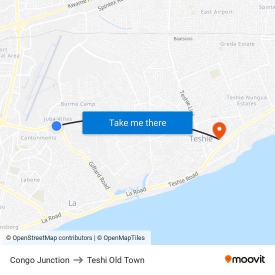 Congo Junction to Teshi Old Town map