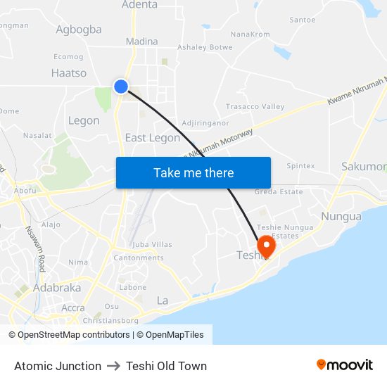 Atomic Junction to Teshi Old Town map