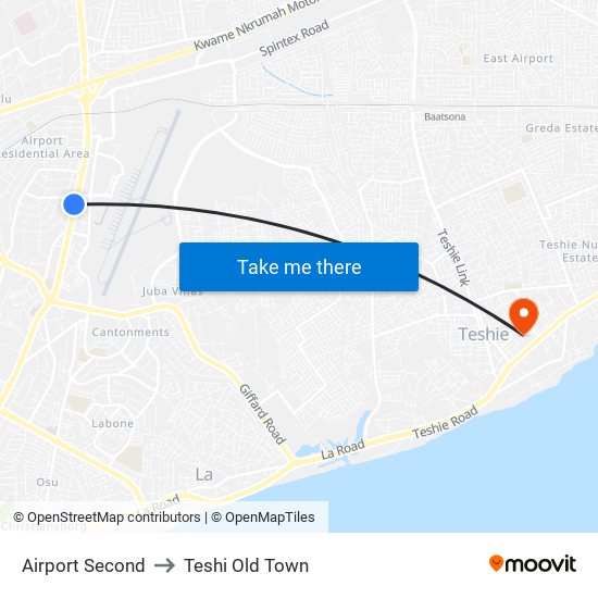 Airport Second to Teshi Old Town map