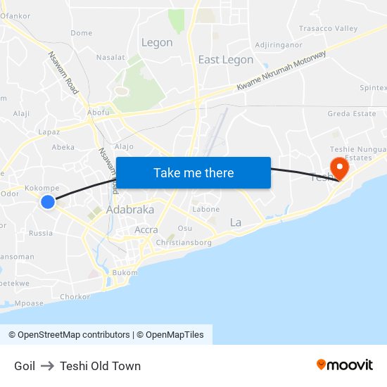 Goil to Teshi Old Town map