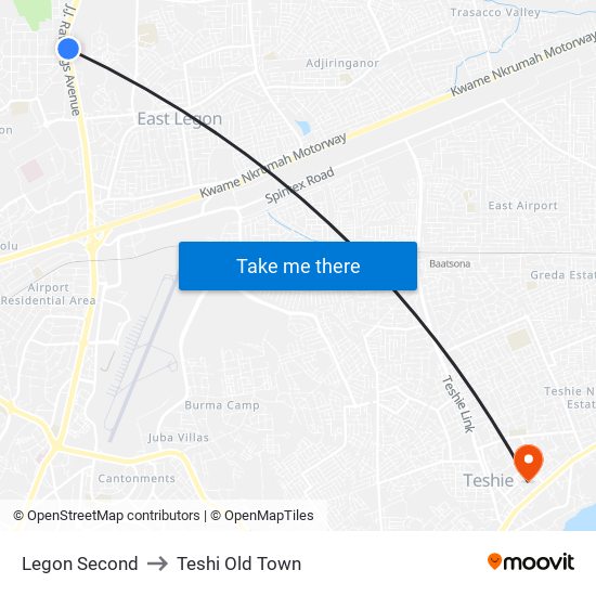 Legon Second to Teshi Old Town map