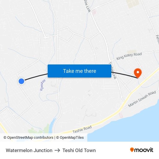 Watermelon Junction to Teshi Old Town map