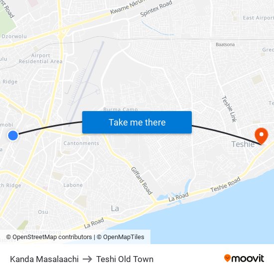 Kanda Masalaachi to Teshi Old Town map