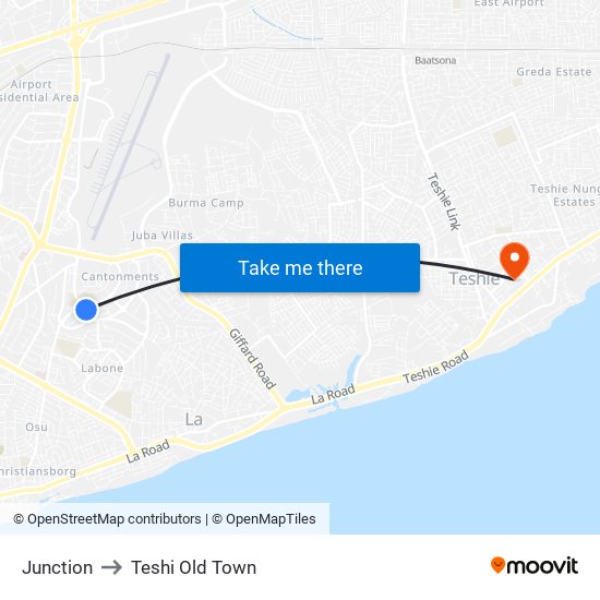 Junction to Teshi Old Town map