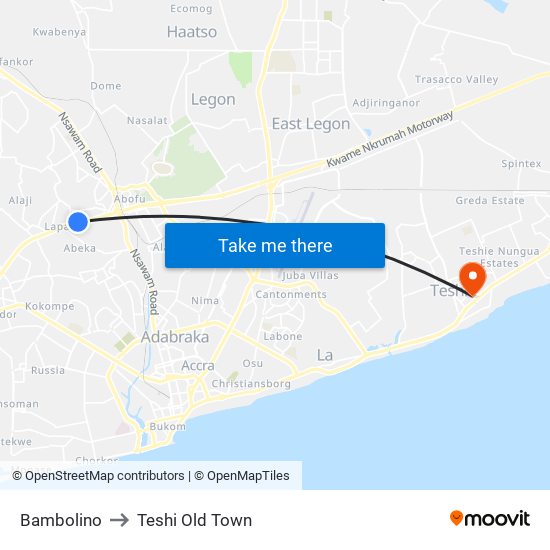 Bambolino to Teshi Old Town map
