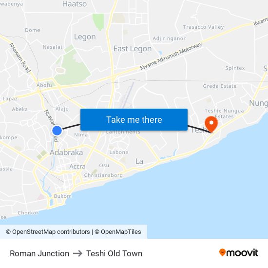 Roman Junction to Teshi Old Town map