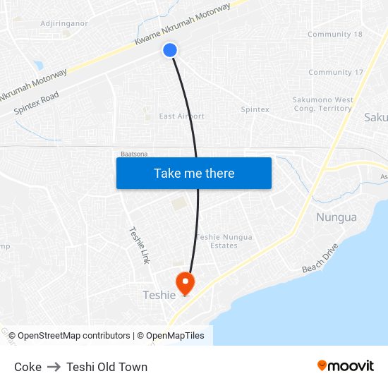 Coke to Teshi Old Town map