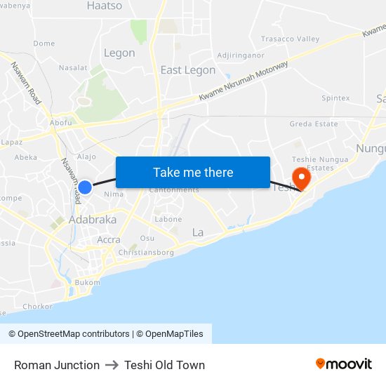 Roman Junction to Teshi Old Town map