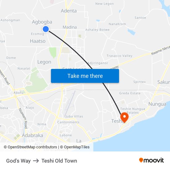 God's Way to Teshi Old Town map