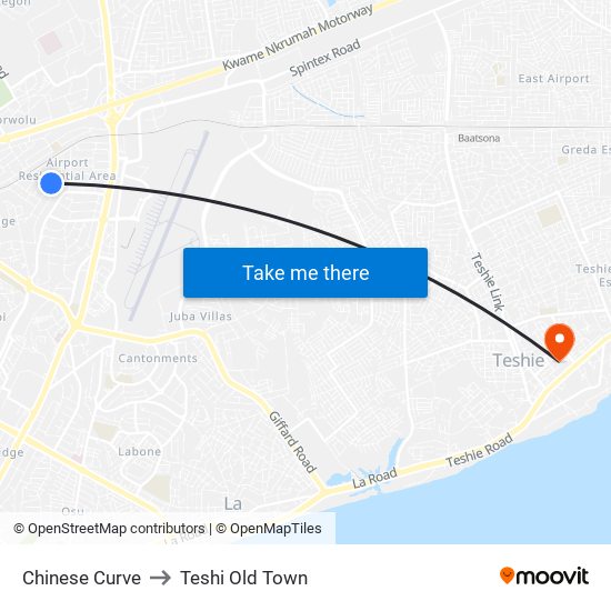 Chinese Curve to Teshi Old Town map