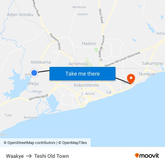 Waakye to Teshi Old Town map
