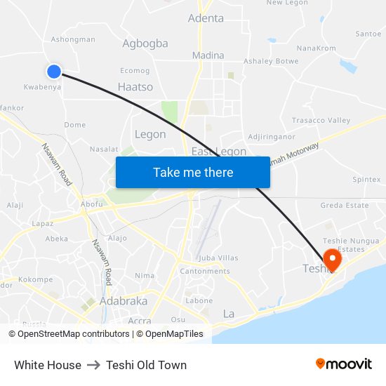 White House to Teshi Old Town map