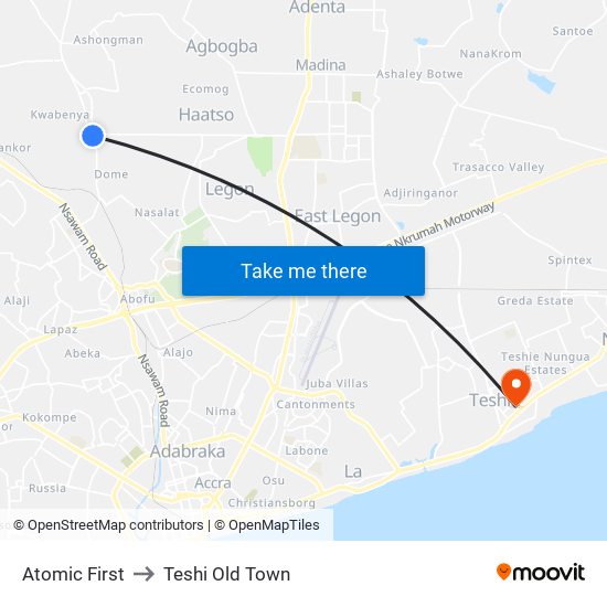 Atomic First to Teshi Old Town map