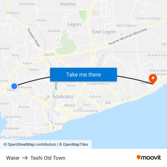Water to Teshi Old Town map