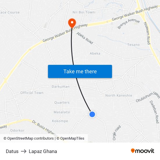 Datus to Lapaz Ghana map