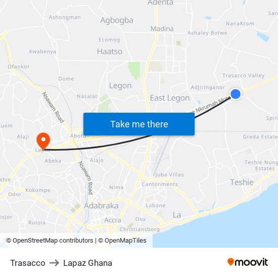 Trasacco to Lapaz Ghana map