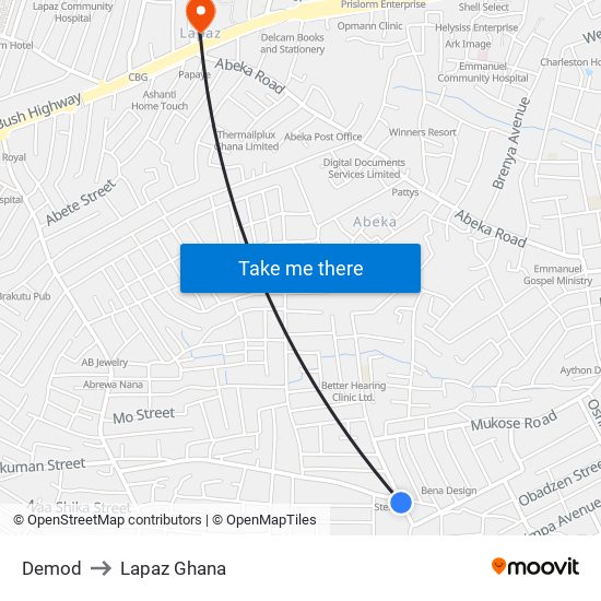 Demod to Lapaz Ghana map