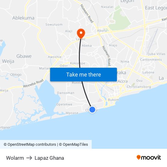 Wolarm to Lapaz Ghana map