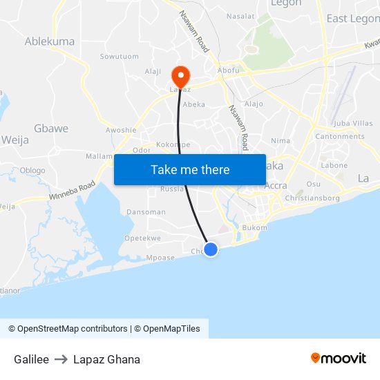 Galilee to Lapaz Ghana map