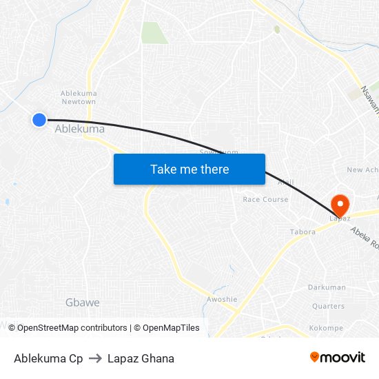 Ablekuma Cp to Lapaz Ghana map