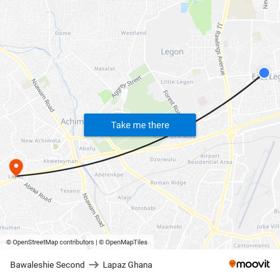 Bawaleshie Second to Lapaz Ghana map