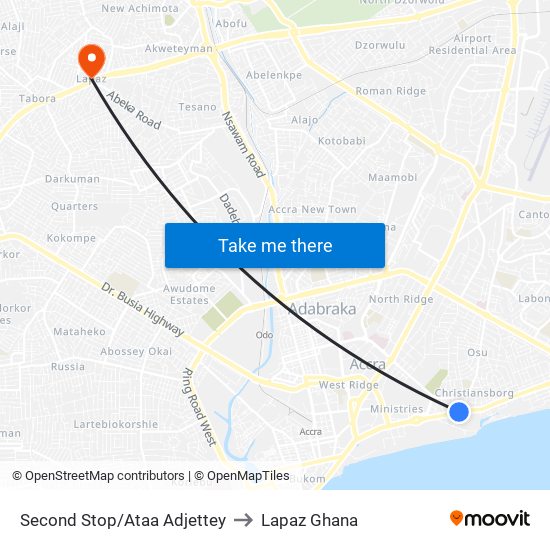 Second Stop/Ataa Adjettey to Lapaz Ghana map