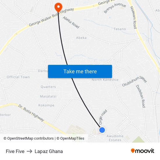 Five Five to Lapaz Ghana map