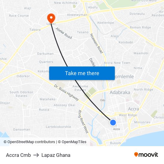 Accra Cmb to Lapaz Ghana map