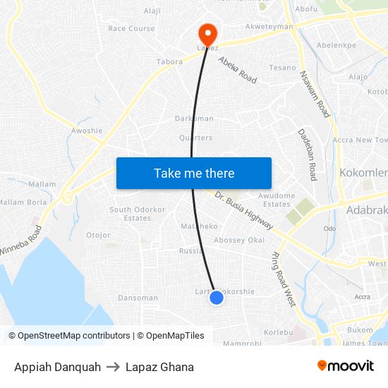 Appiah Danquah to Lapaz Ghana map