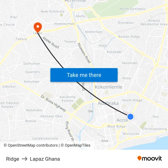 Ridge to Lapaz Ghana map