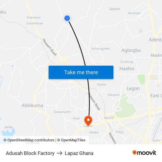 Adusah Block Factory to Lapaz Ghana map
