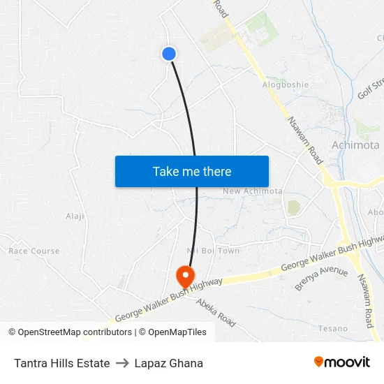 Tantra Hills Estate to Lapaz Ghana map