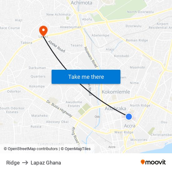 Ridge to Lapaz Ghana map