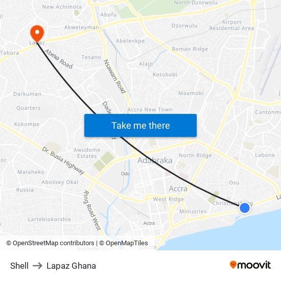 Shell to Lapaz Ghana map