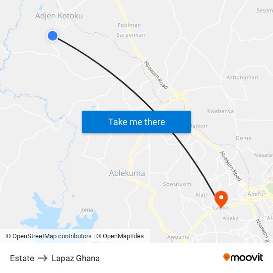 Estate to Lapaz Ghana map