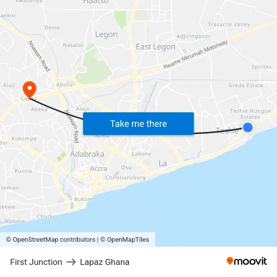 First Junction to Lapaz Ghana map