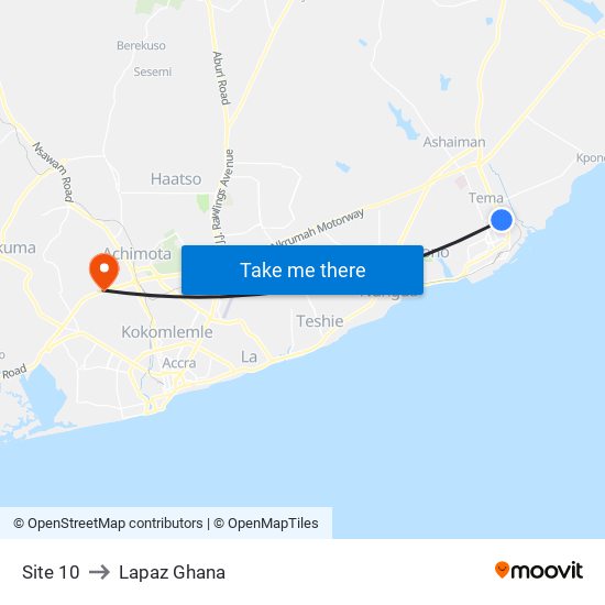 Site 10 to Lapaz Ghana map