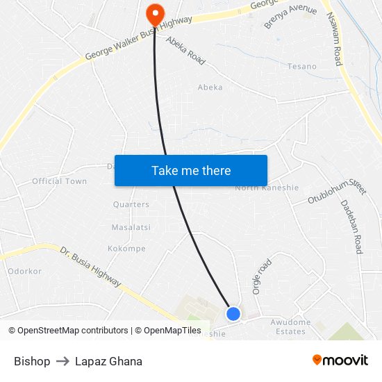Bishop to Lapaz Ghana map