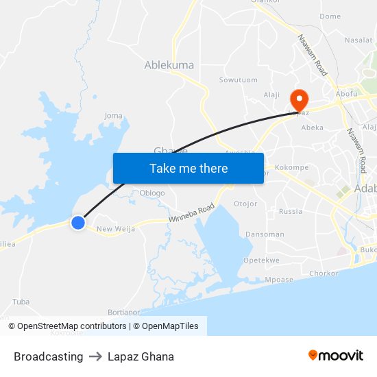 Broadcasting to Lapaz Ghana map