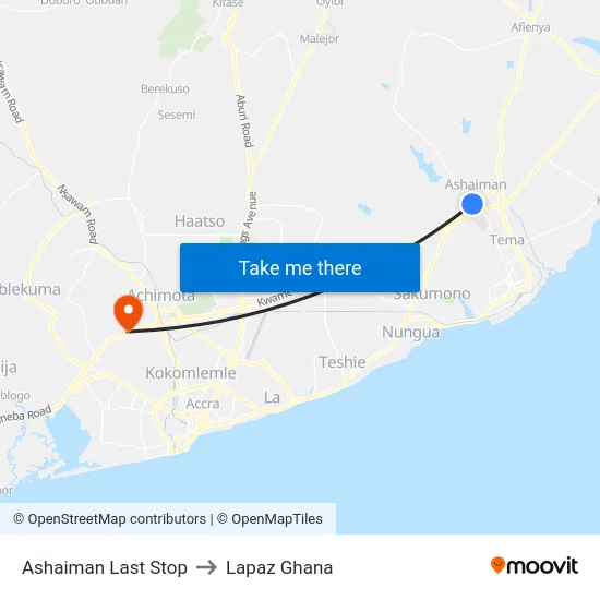 Ashaiman Last Stop to Lapaz Ghana map