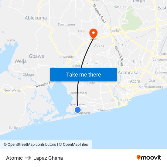 Atomic to Lapaz Ghana map