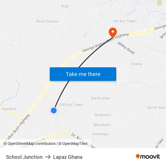School Junction to Lapaz Ghana map