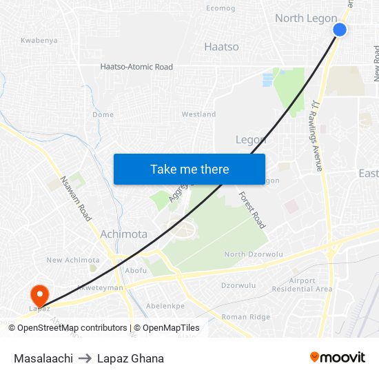 Masalaachi to Lapaz Ghana map