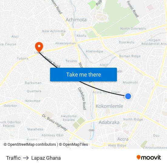 Traffic to Lapaz Ghana map
