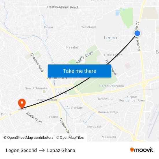 Legon Second to Lapaz Ghana map