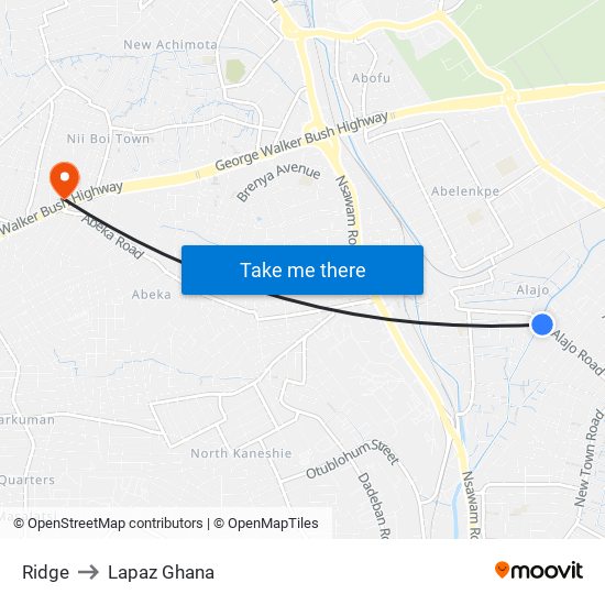 Ridge to Lapaz Ghana map