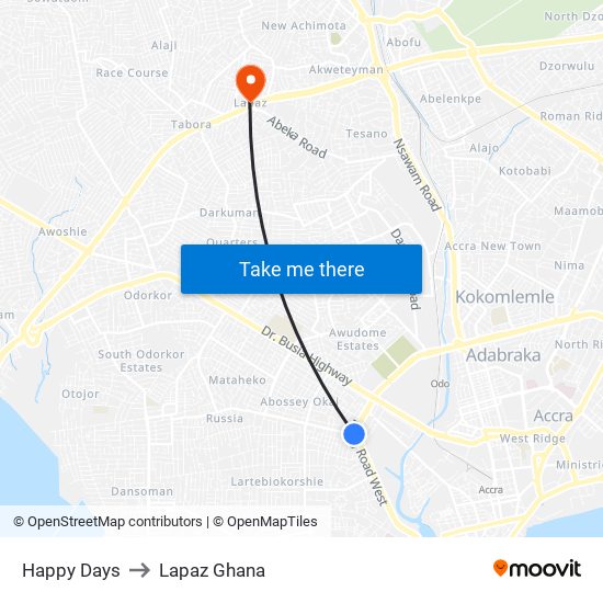 Happy Days to Lapaz Ghana map